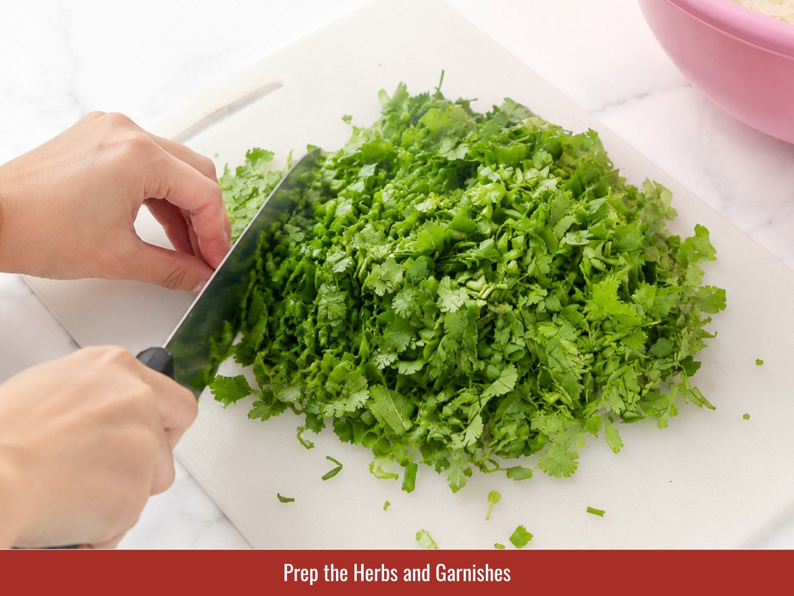 Wash and chop fresh herbs and greens
