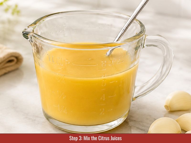 Mix citrus juice for chocolate habanero hot sauce