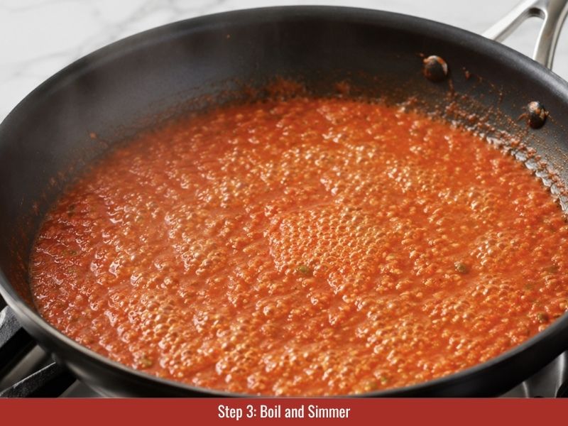 Boil and then simmer salsa until thickened and flavors meld