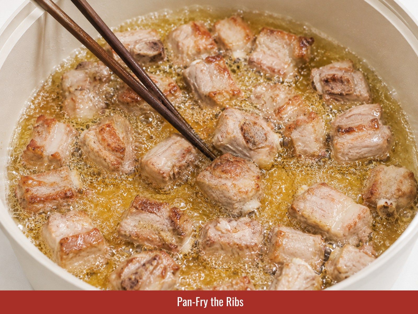Pan-fry ribs until golden