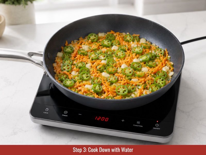 Simmer Scotch bonnet peppers with water