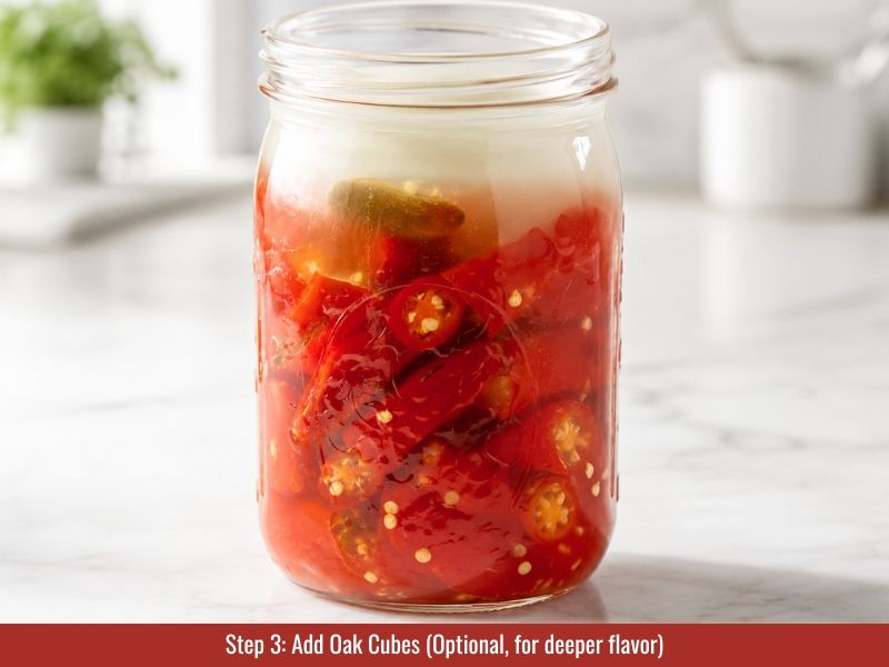 Add oak cubes to Tabasco hot sauce