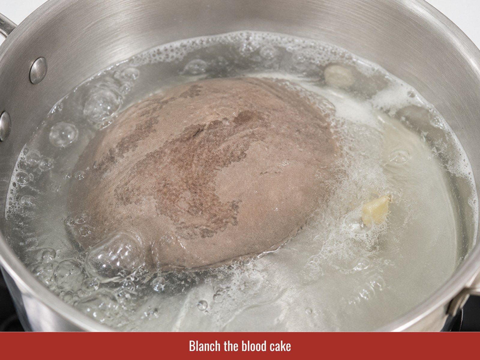 Blanch blood cake for texture
