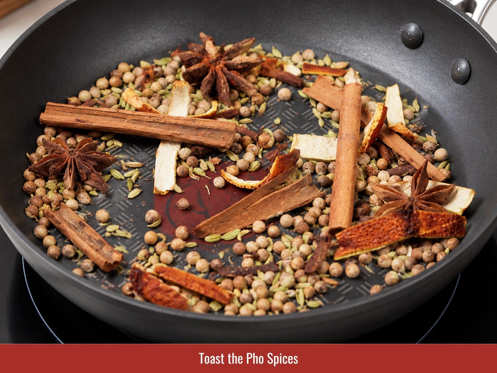 Toast pho spices in a dry skillet