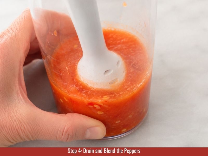 Blend fermented peppers into paste