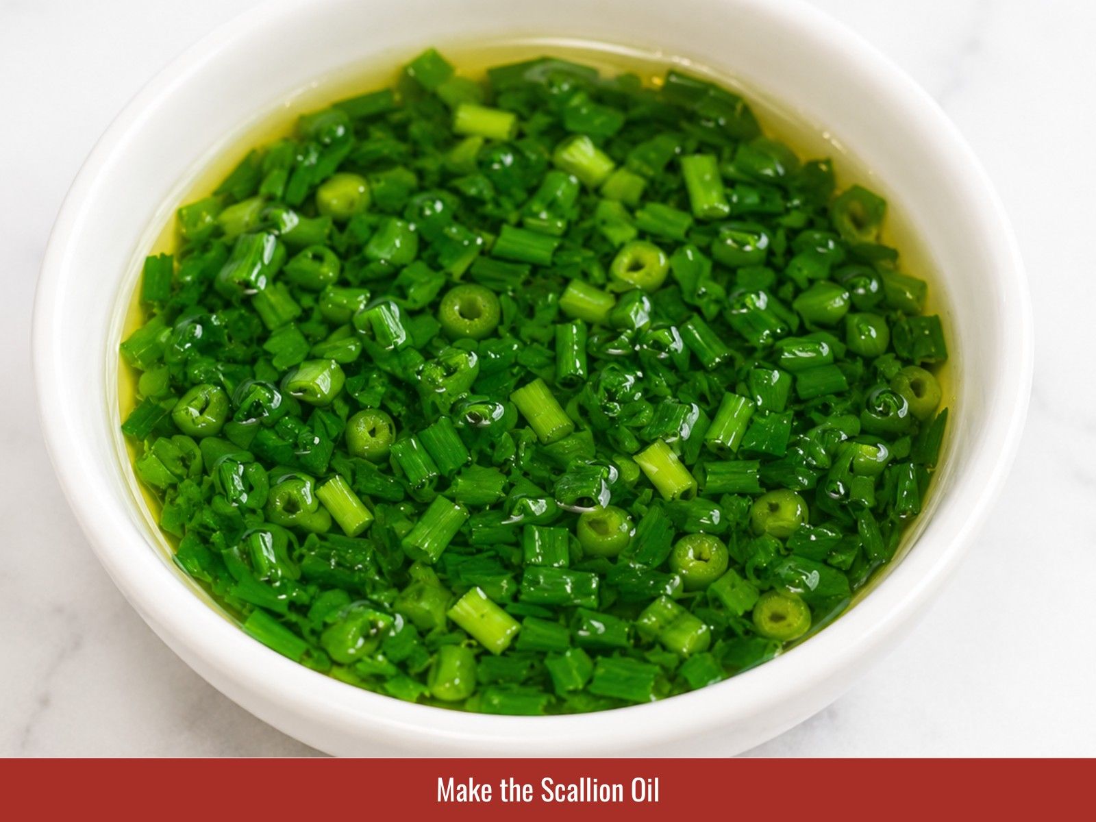 Make scallion oil for bun ga nuong