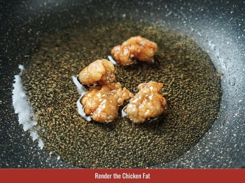 Rendering chicken fat to use for toasting rice before cooking chao ga