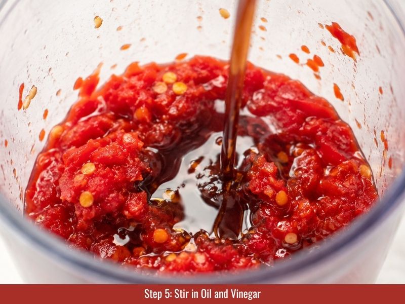 Add olive oil and vinegar to shatta