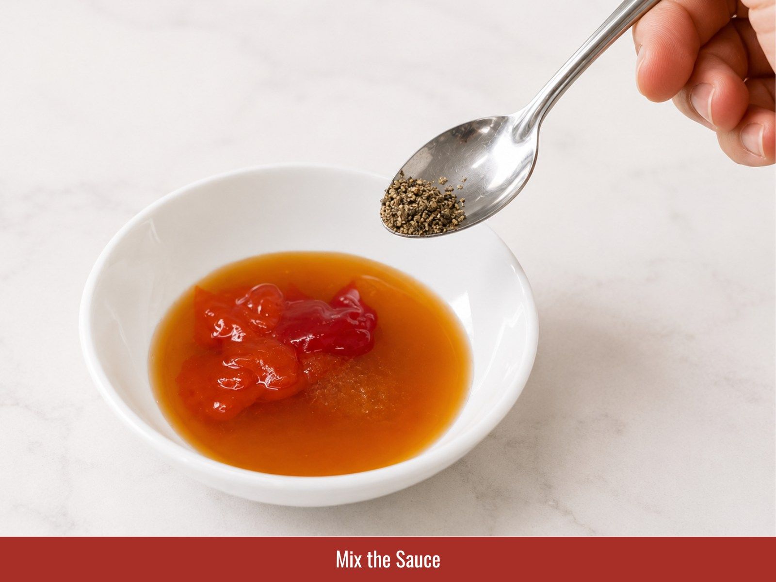 Mix fish sauce, sugar, chili, and tomato paste