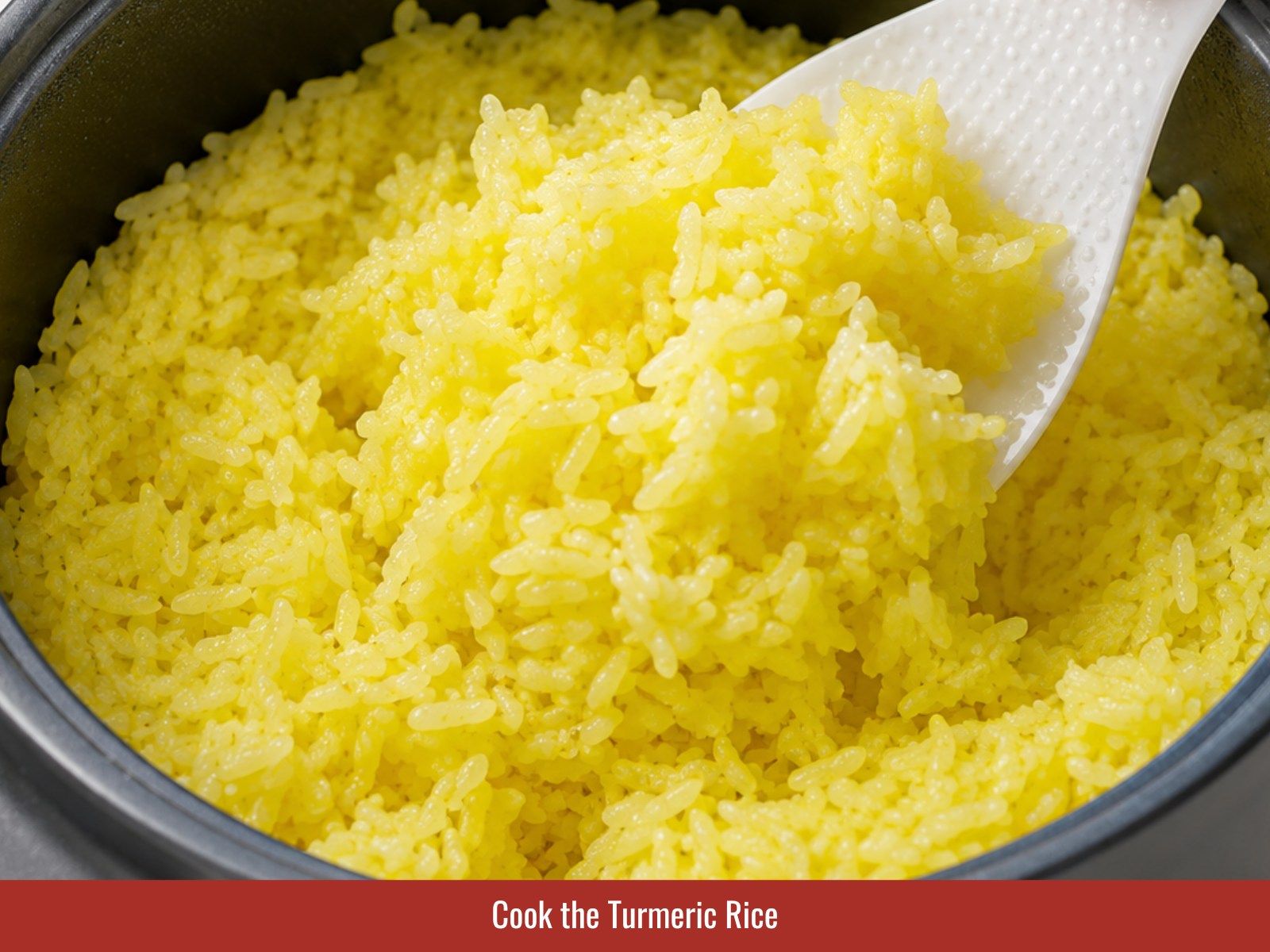 Cook turmeric rice in chicken broth