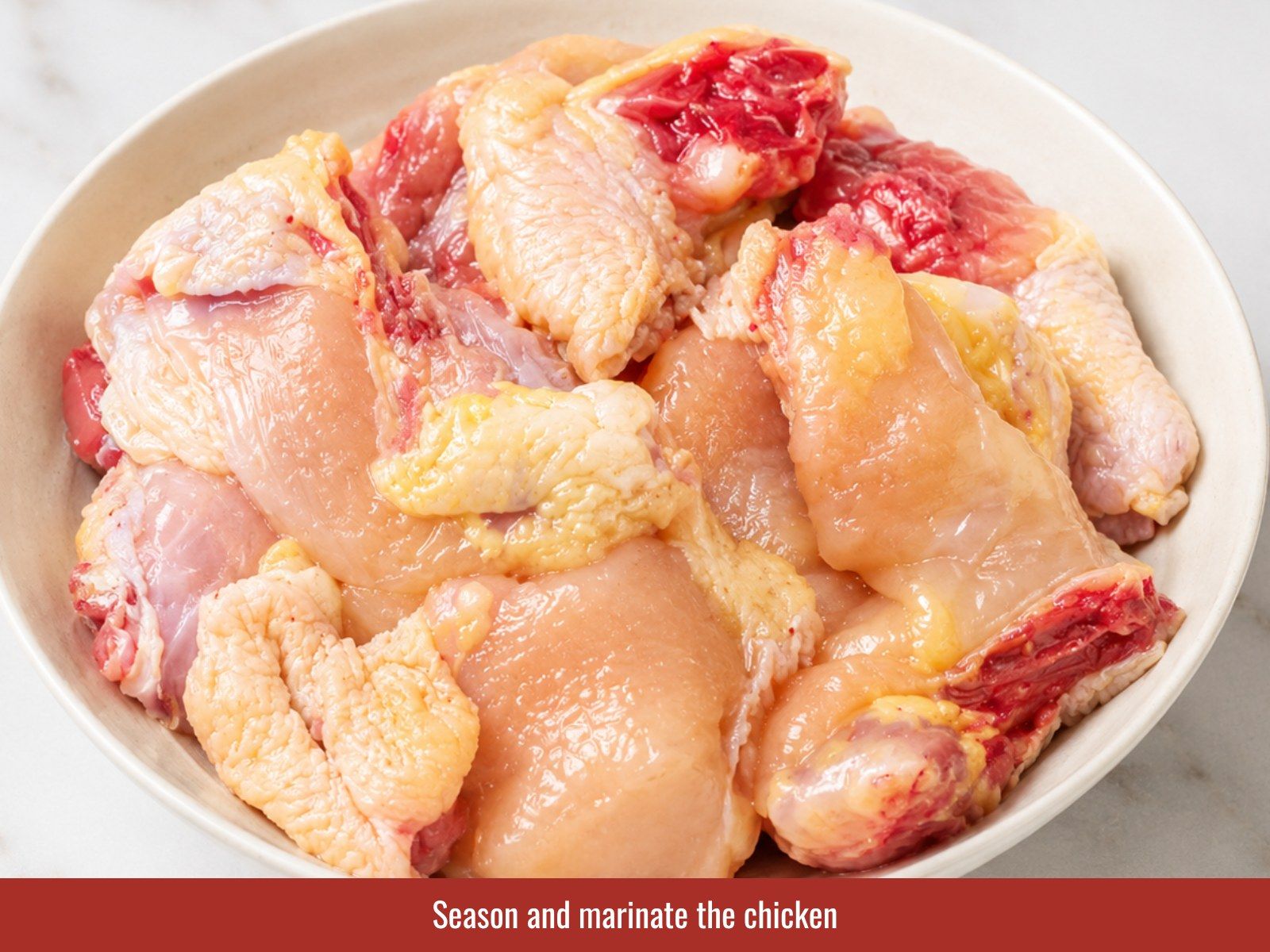 Marinate chicken with fish sauce and ginger