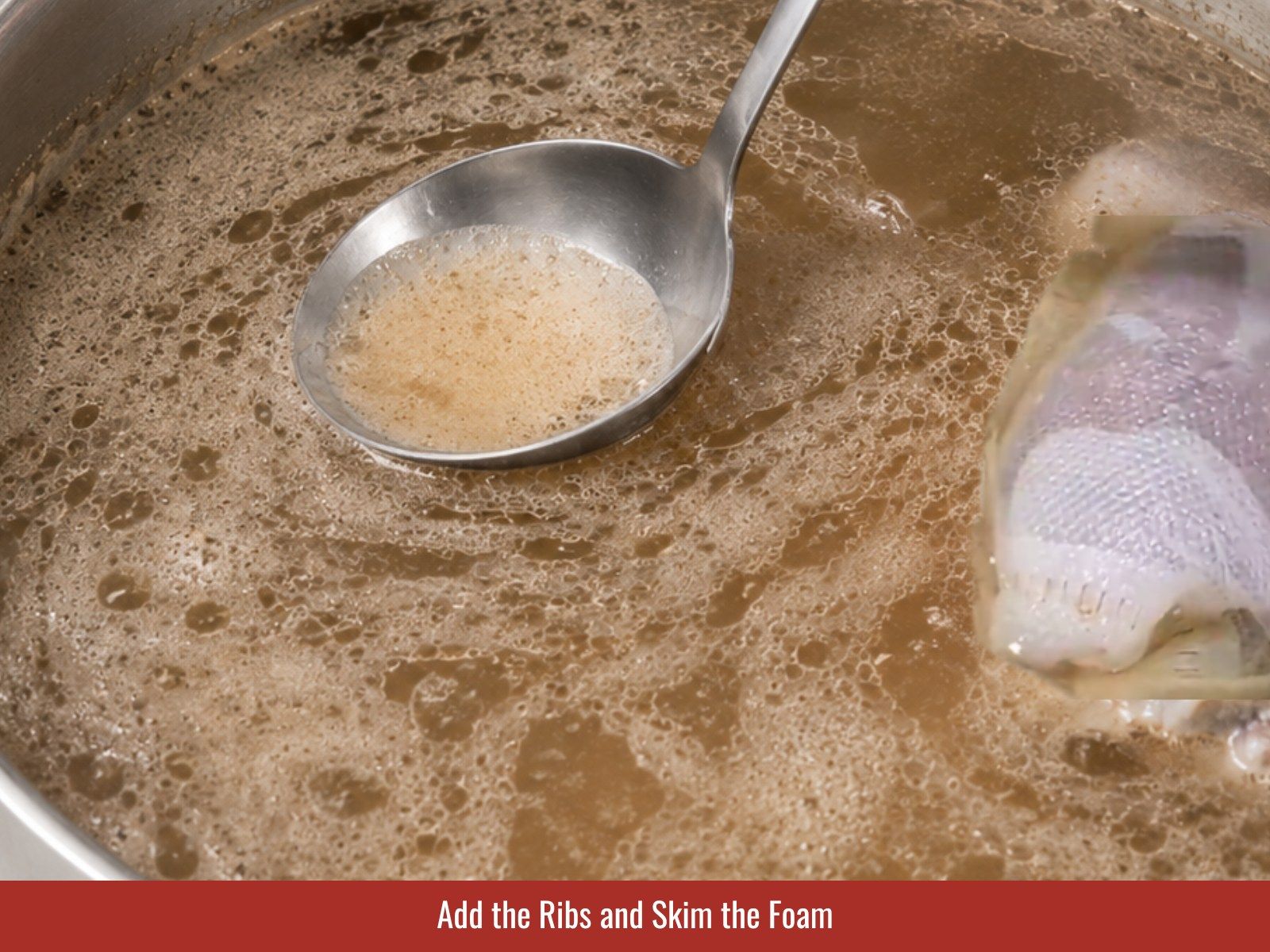 Add ribs and skim foam for clear broth