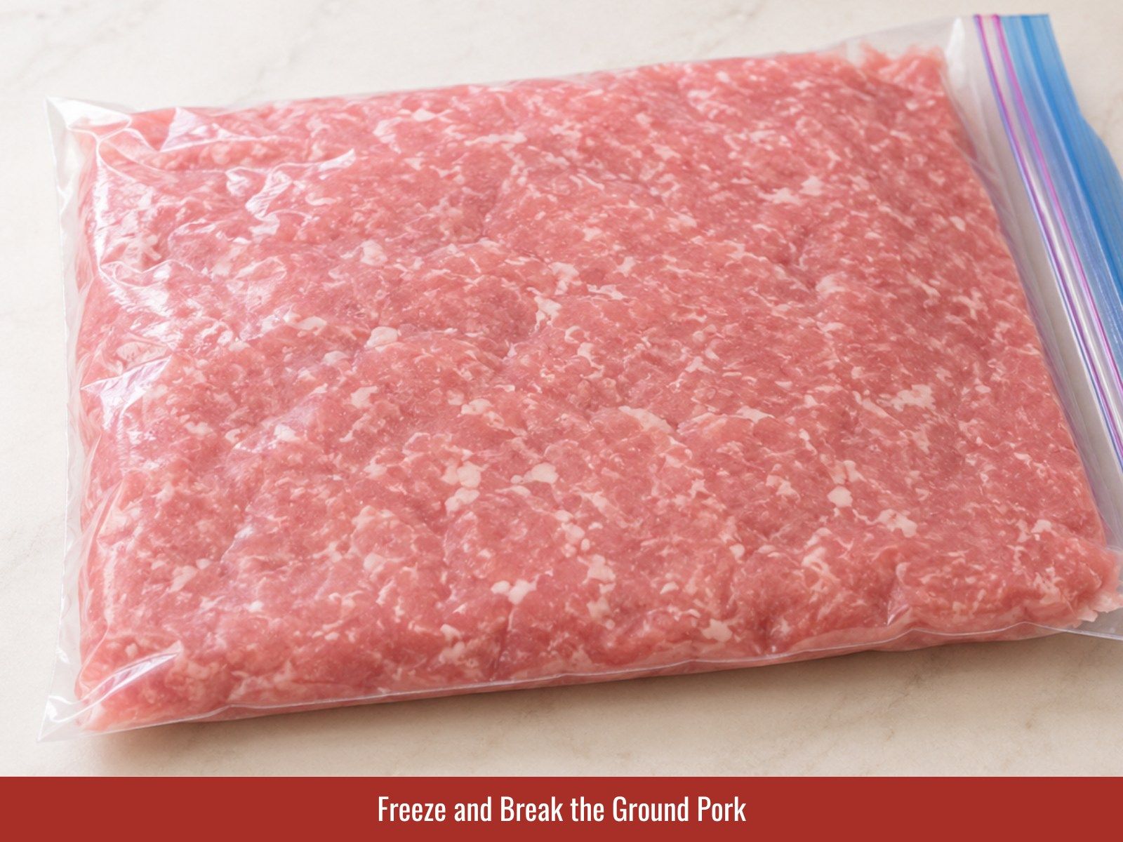 Step 6: Freeze and break the ground pork