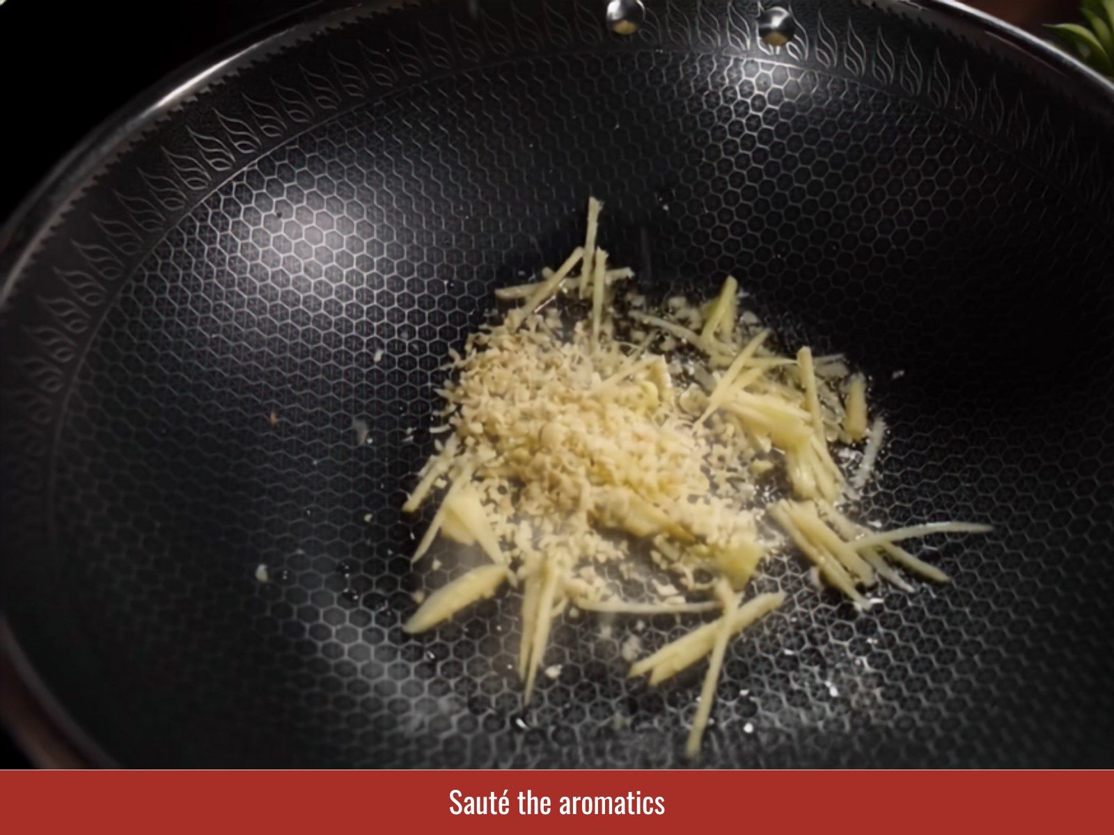 Sauté ginger and aromatics