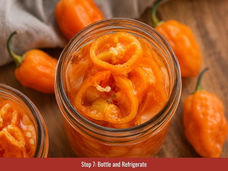 step 7 of making habanero hot sauce