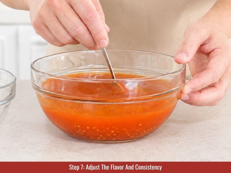 Adjusting homemade Tabasco-style hot sauce consistency by adding vinegar or reserved fermentation brine