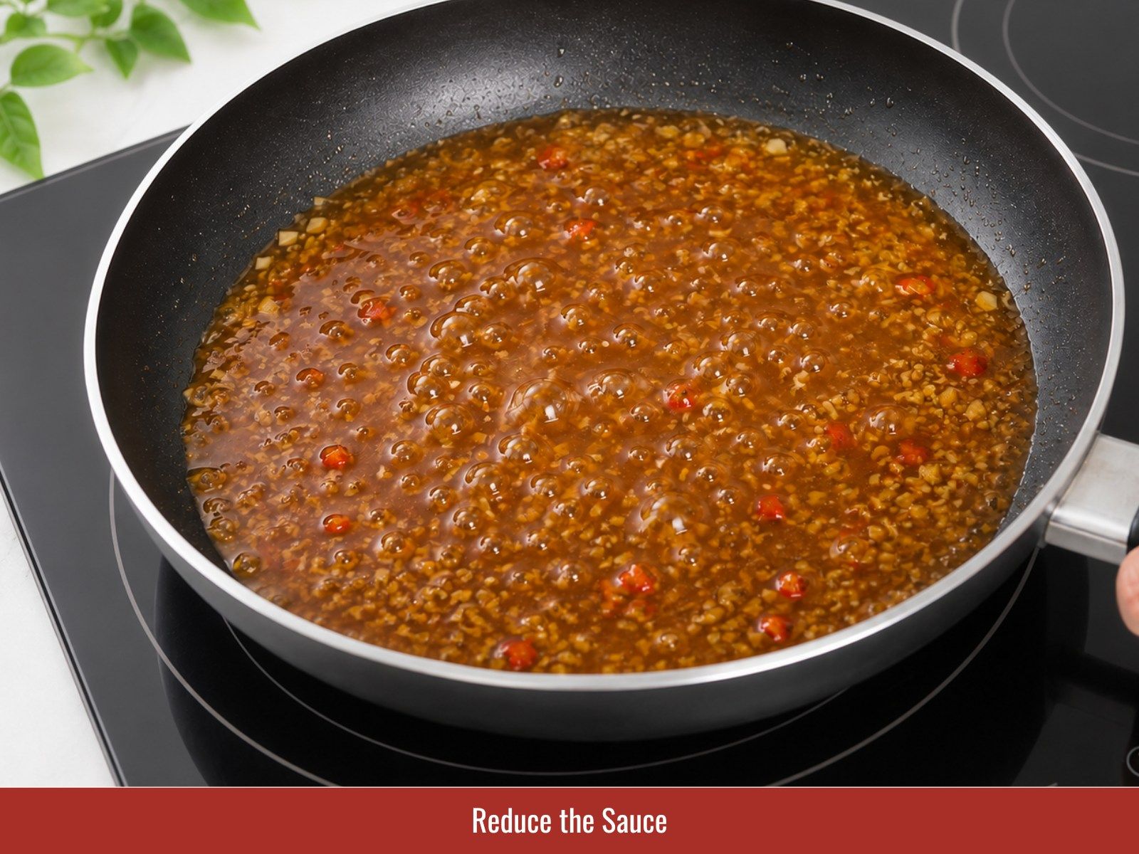 Simmer sauce until glossy and thick