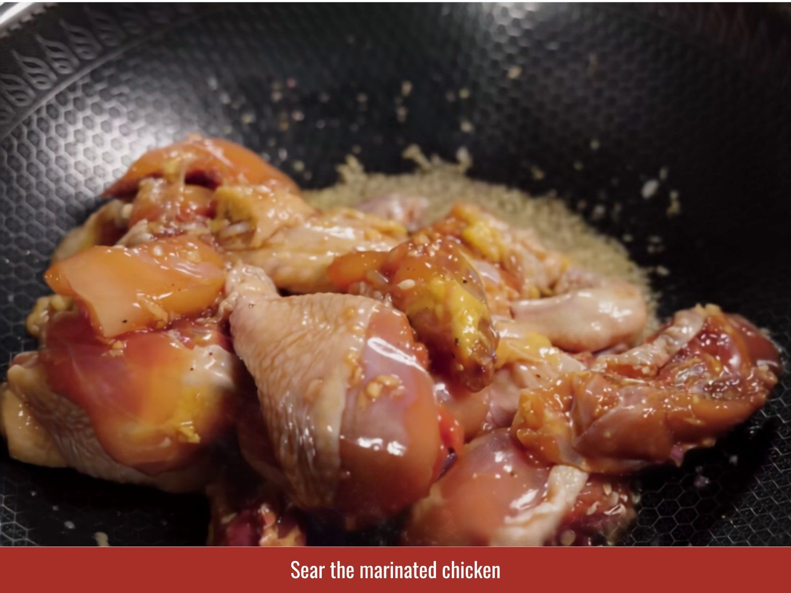 Sear caramelized ginger chicken