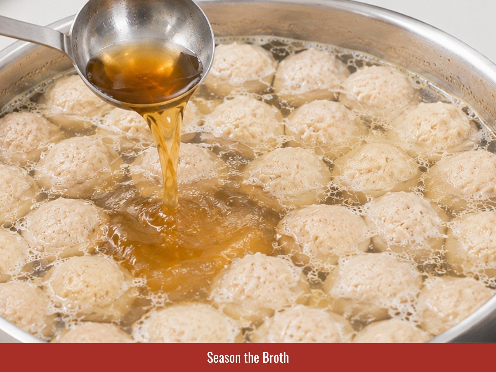 Season pho broth with fish sauce, salt, and spices