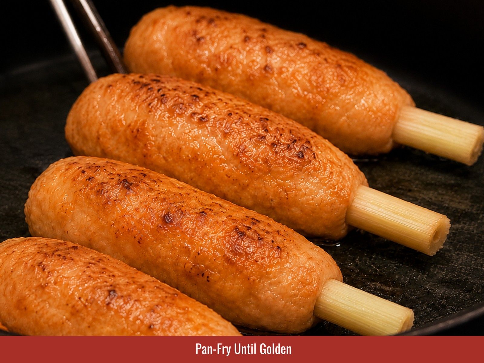 Pan fry chao tom until golden