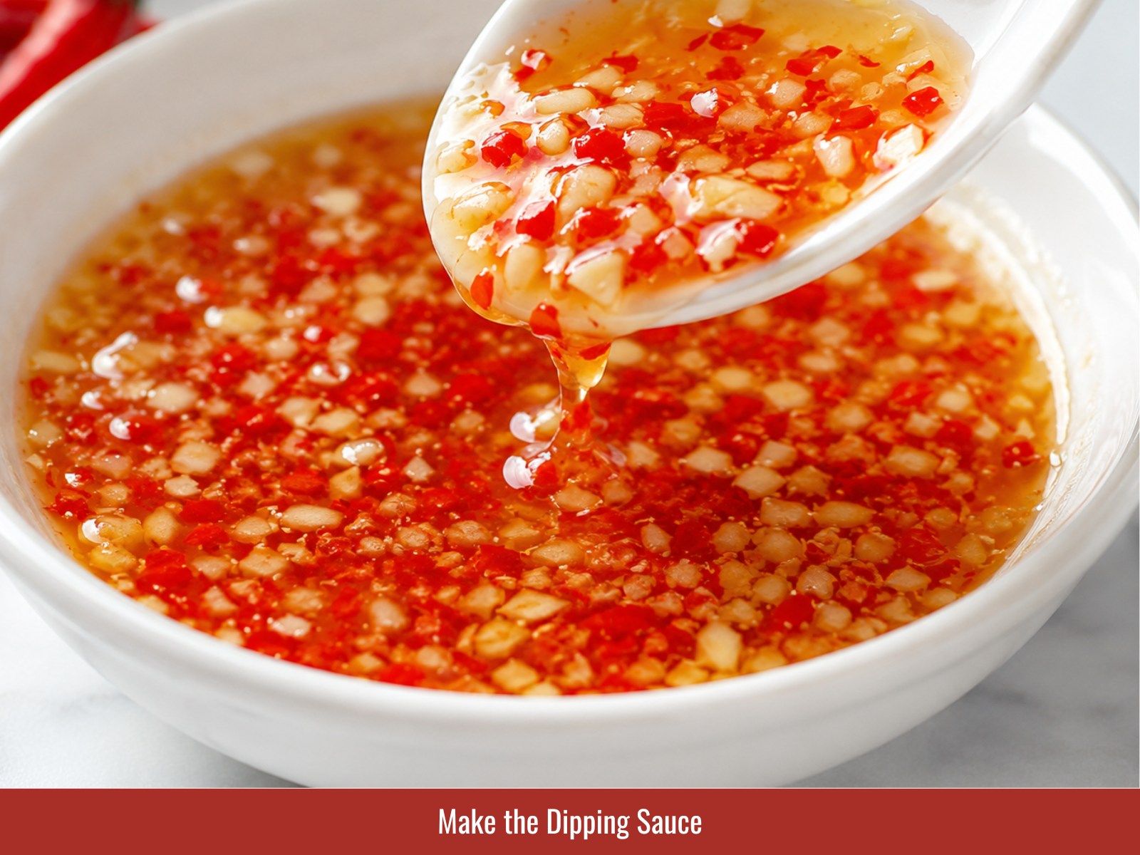 Prepare nuoc cham dipping sauce