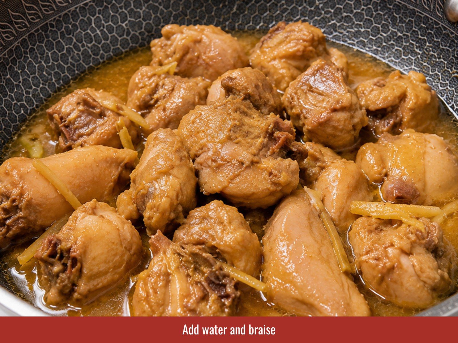 Braise chicken in savory sauce