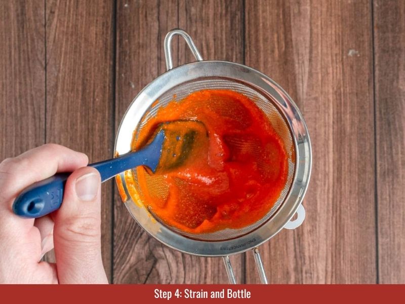 Strain through a coffee filter-lined colander, bottle the liquid, and store sealed in a cool, dark place