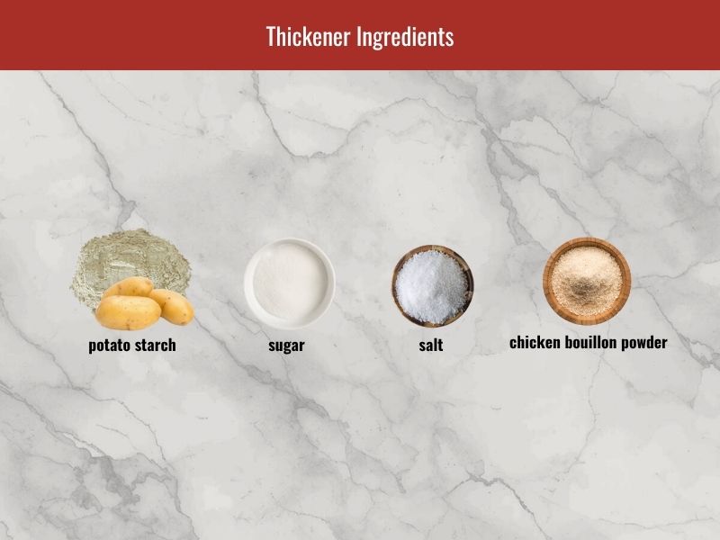 Sup mang cua thickening ingredients including potato starch and water for silky soup texture