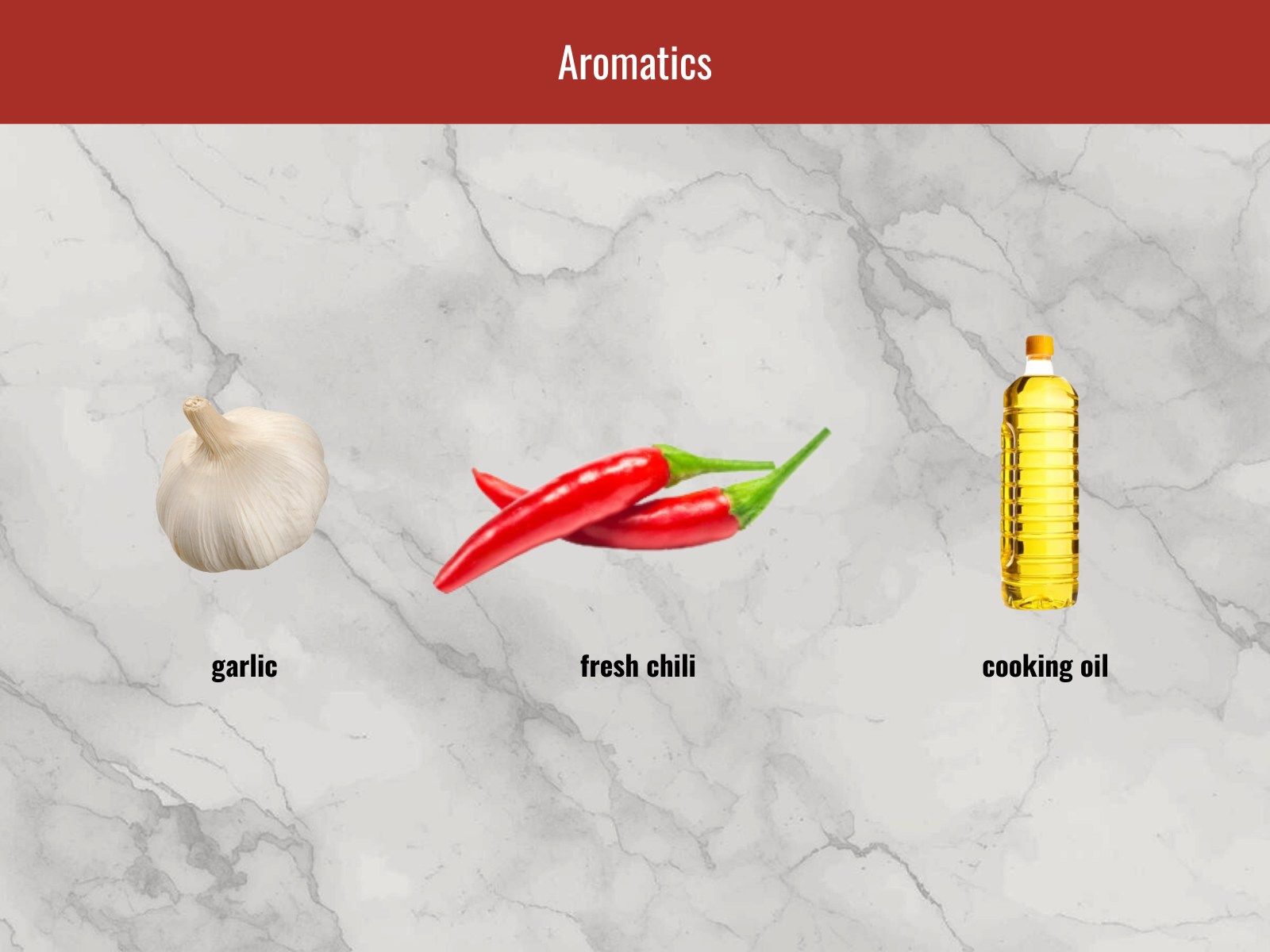 Garlic and chili aromatics for tôm rim