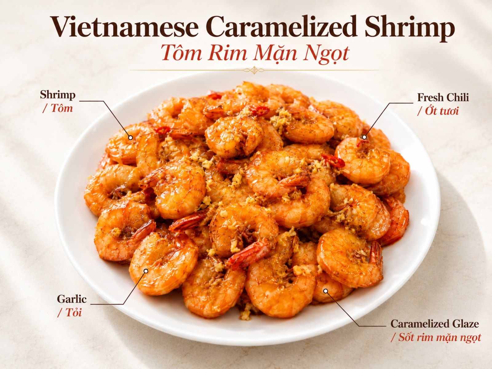 Tôm rim Vietnamese caramelized shrimp overview