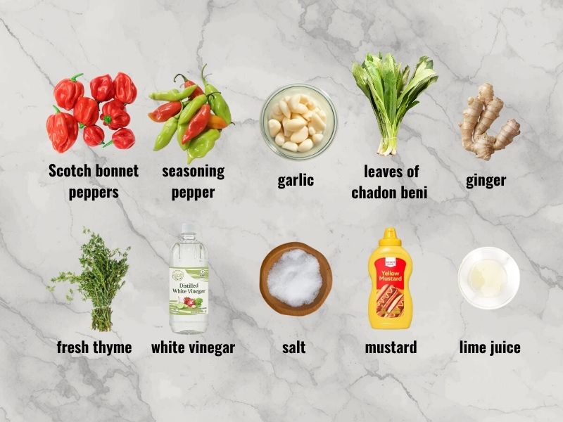 Trinidad hot sauce ingredients