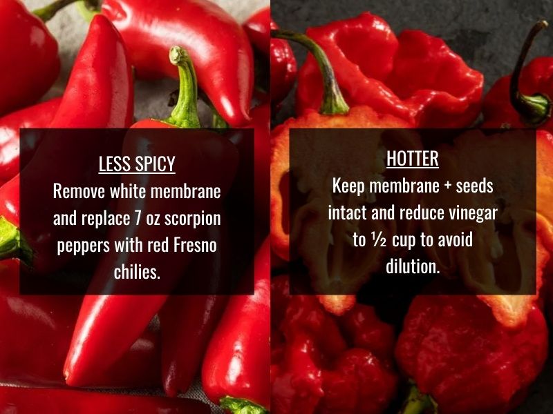 Trinidad Scorpion hot sauce heat adjustment