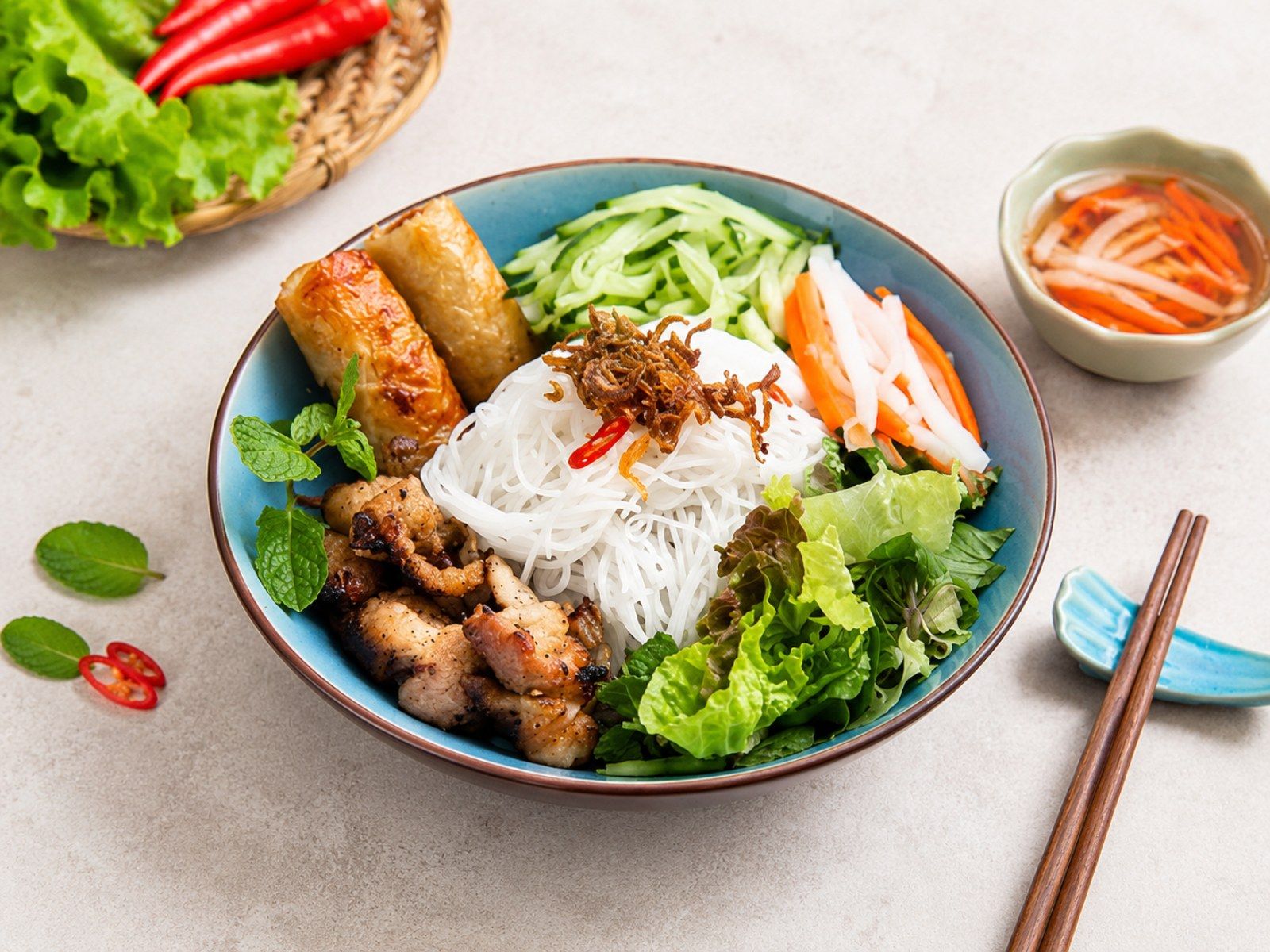 Vietnamese vermicelli bowl with grilled pork