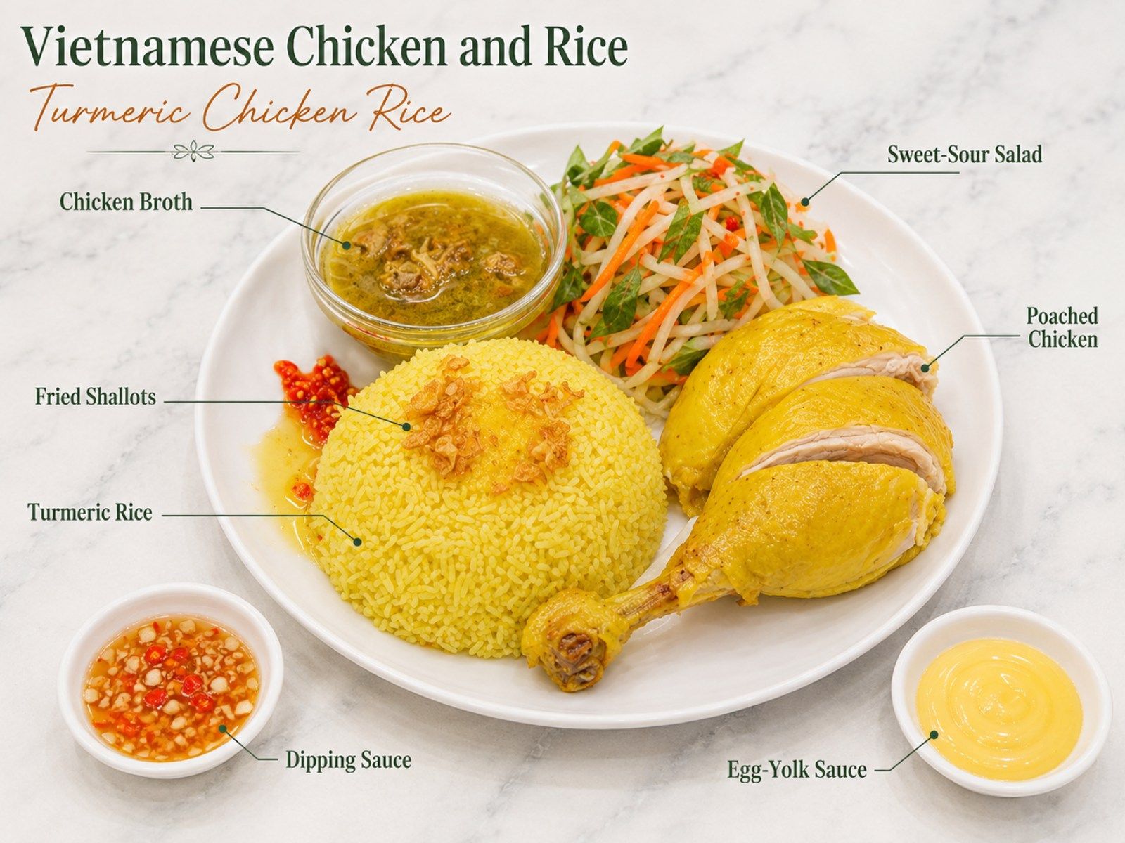 Vietnamese chicken and rice recipe cơm gà overview