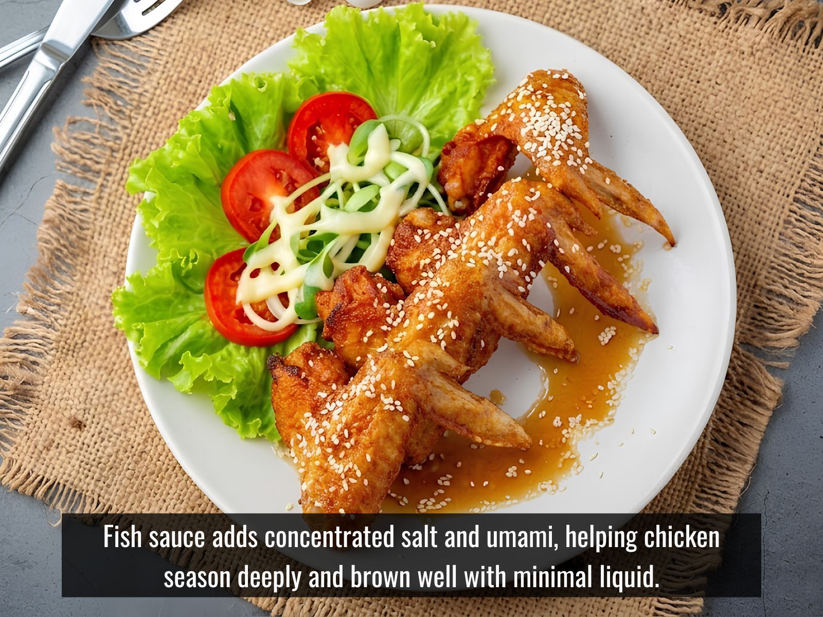 Vietnamese fish sauce chicken marinade with caramelized cooked chicken