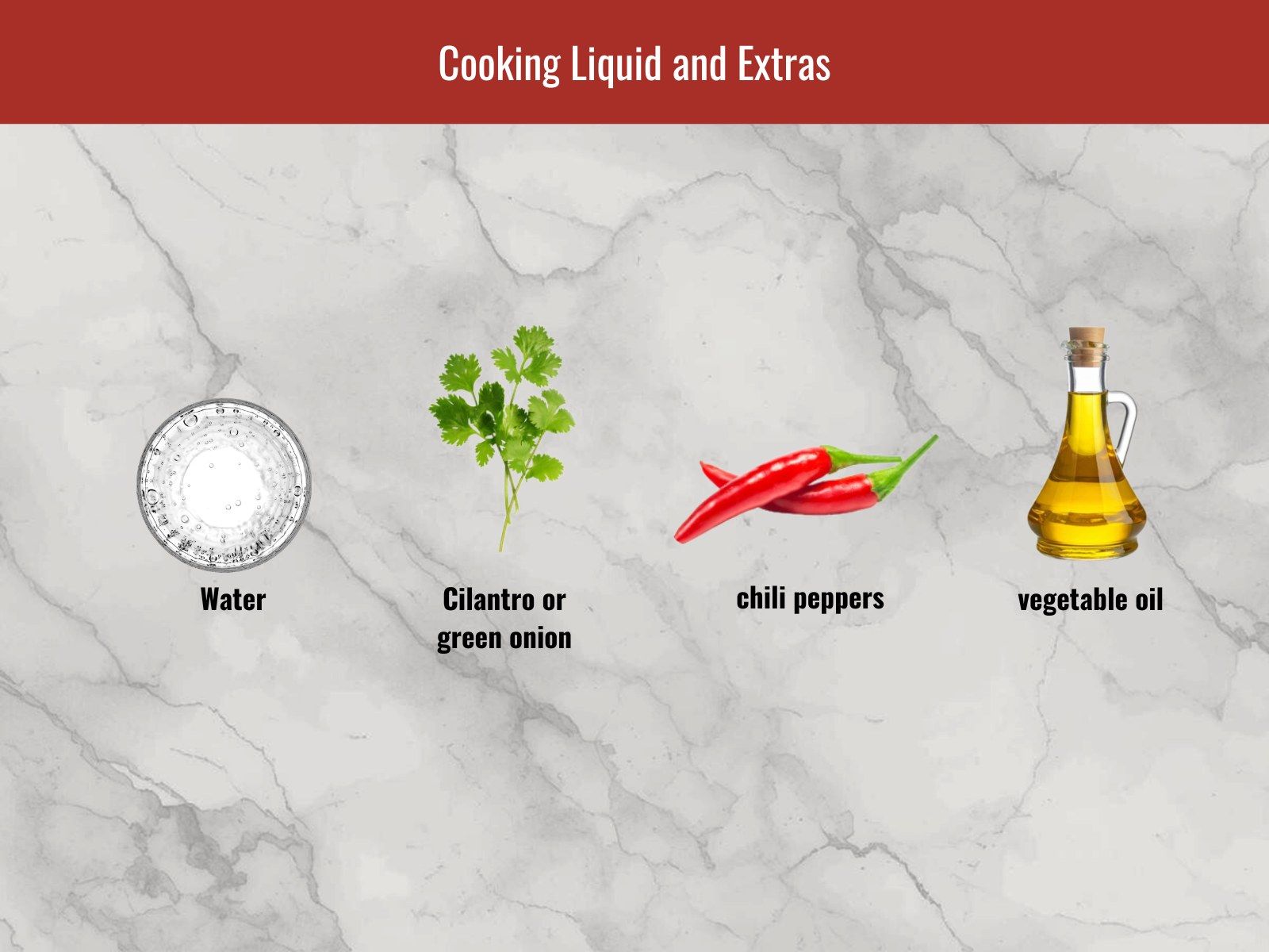 Cooking liquid and extras for chicken