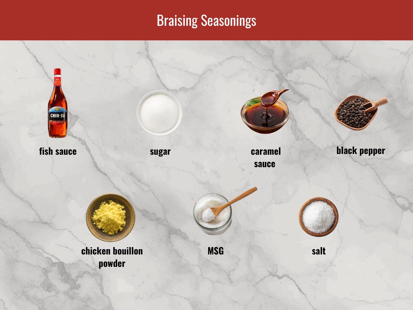 Fish sauce caramel and seasonings for chicken