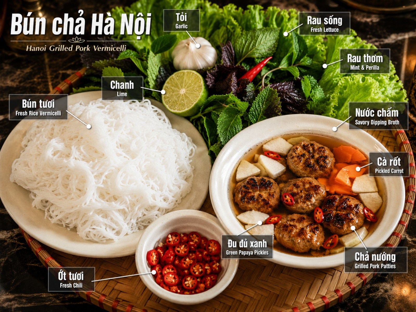 what includes in bun cha hanoi