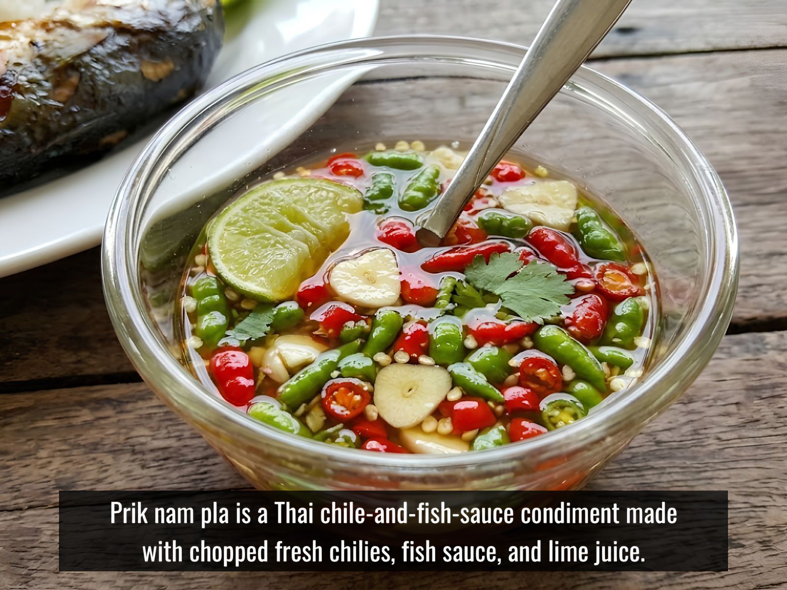 Prik nam pla Thai chili fish sauce served tableside