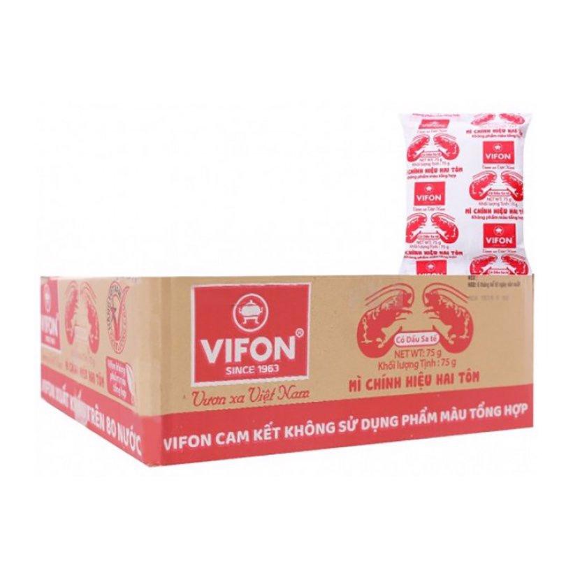 Mì gói ăn liền hai tôm chính hiệu Vifon thùng 30 gói x75g