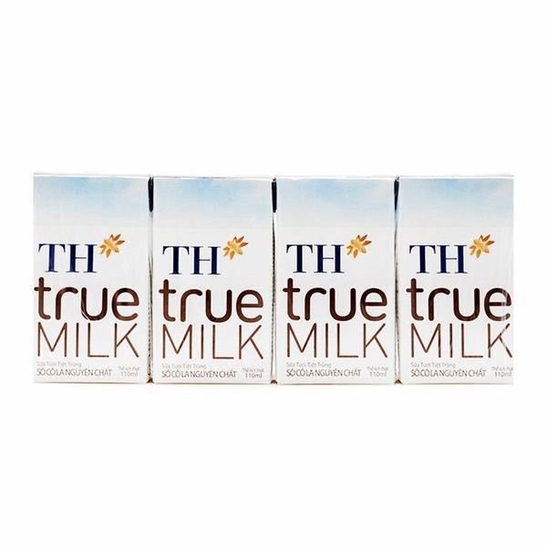 Lốc 4 hộp sữa tươi tiệt trùng THTRUE Milk Hương Socola 110ml