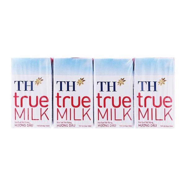 Sữa tươi tiệt trùng THTRUE Milk Hương Dâu 110ml*4