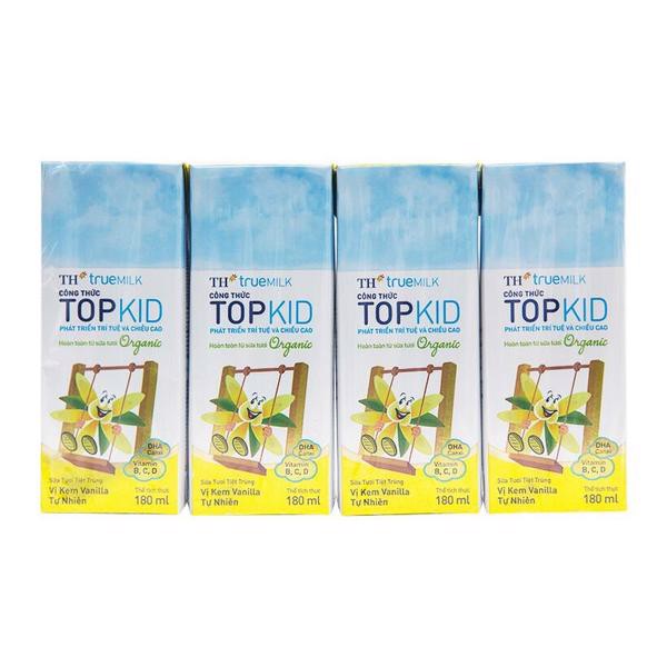Lốc 4 hộp sữa tiệt trùng THTRUE MILK topkid 180ml