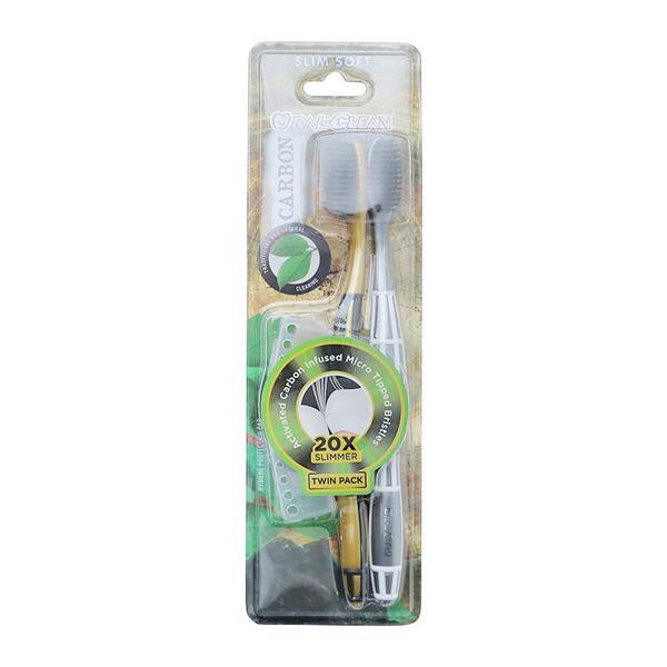 Bộ 2 Bàn Chải Đánh Răng Oral-Clean Carbon Slim Soft (Màu Ngẫu Nhiên)