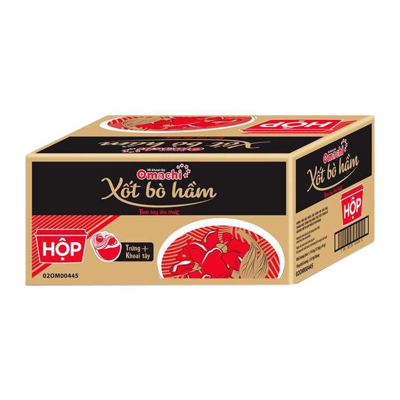 Thùng 18 hộp mì Omachi khoai tây xốt bò hầm 92/93g