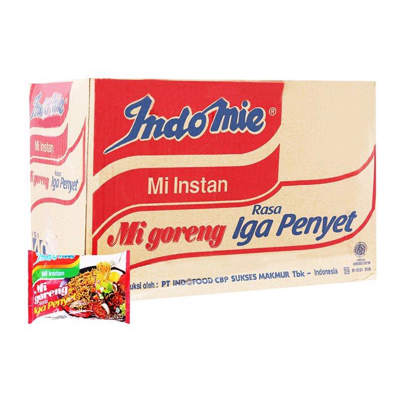 Thùng 40 gói mì xào khô ăn liền vị sườn Goreng Rasa Iga Penyet Indomie 80g