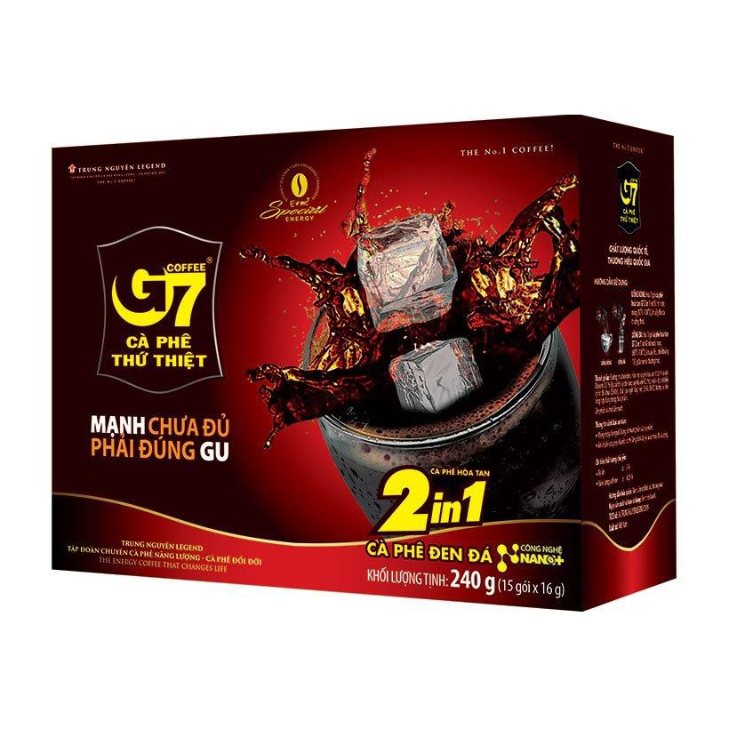 Cà phê hòa tan đen đá 2in1 G7 Trung Nguyên hộp 240g