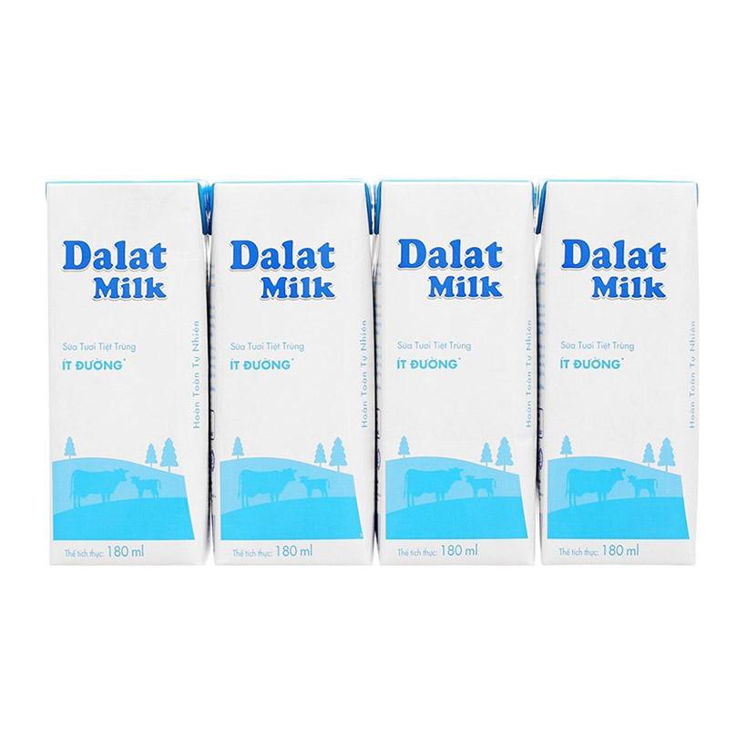 Lốc 4 hộp sữa tươi tiệt trùng ít đường Dalat milk 110ml