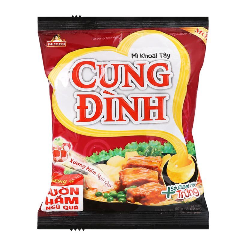Mì ăn liền khoai tây Cung Đình Micoem vị sườn hầm ngũ quả gói 80g
