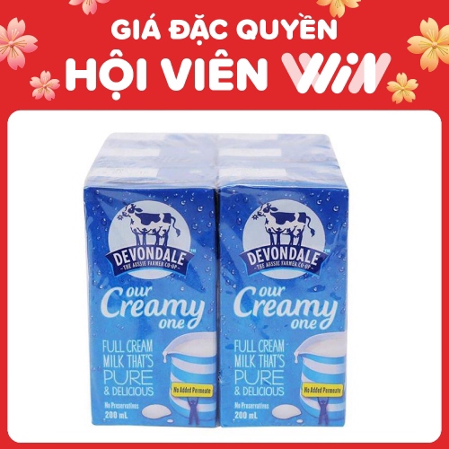 Sữa tươi tiệt trùng Devondale nguyên chất 6 hộp x 200ml